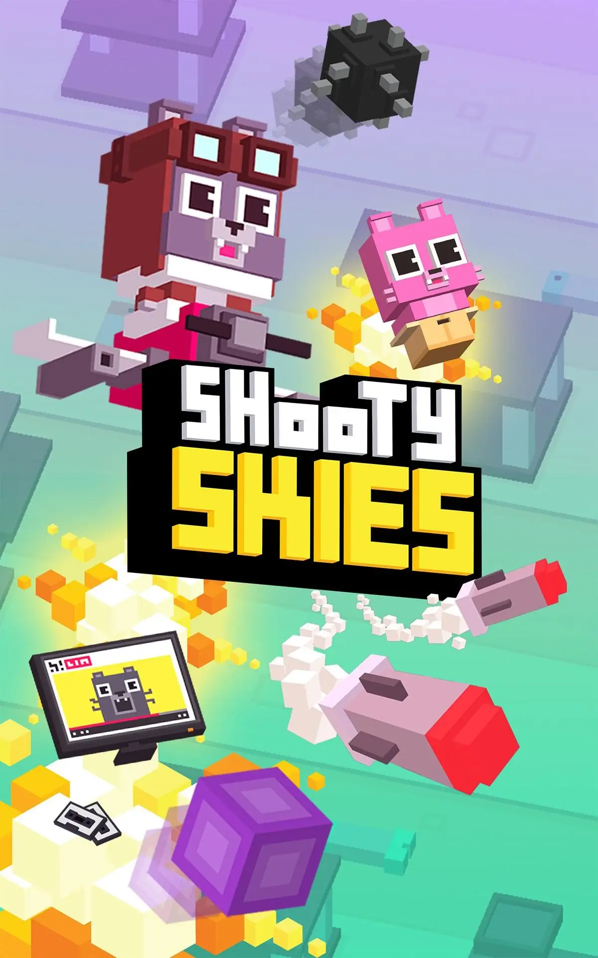 Shooty Skies neon, akciódús játékmenet pixel-art stílusban