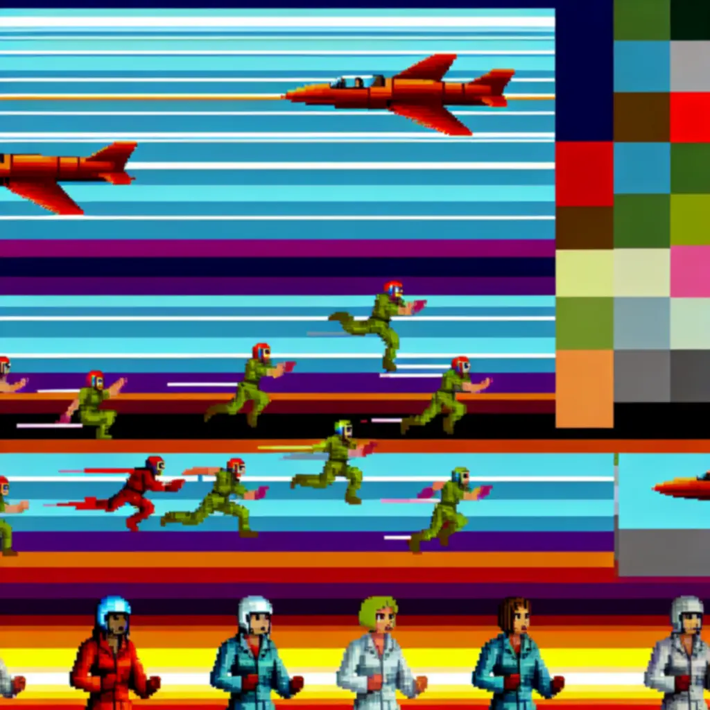 Pilóta animációs bemutató pixeles mozgás-keretekkel